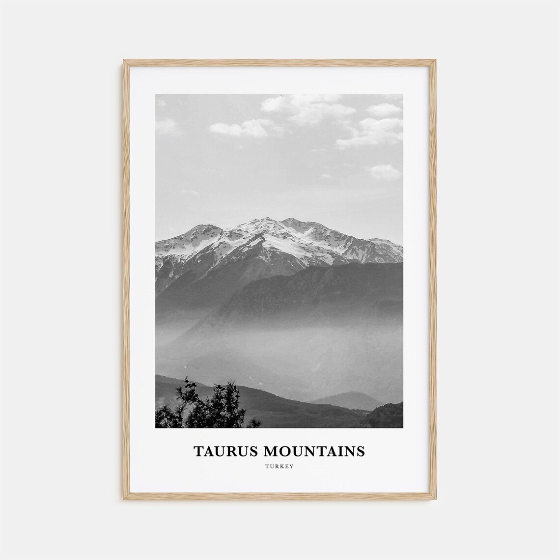 Taurus Mountains Layered Snow-Capped Peaks Black and White Poster