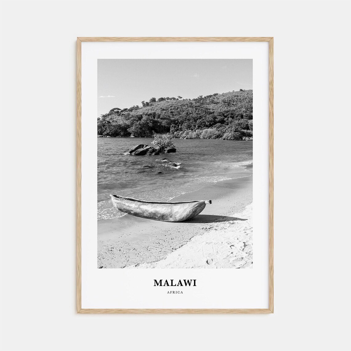 Malawi Africa Dugout Canoe Lakeshore Serenity Scenic Travel Art Poster