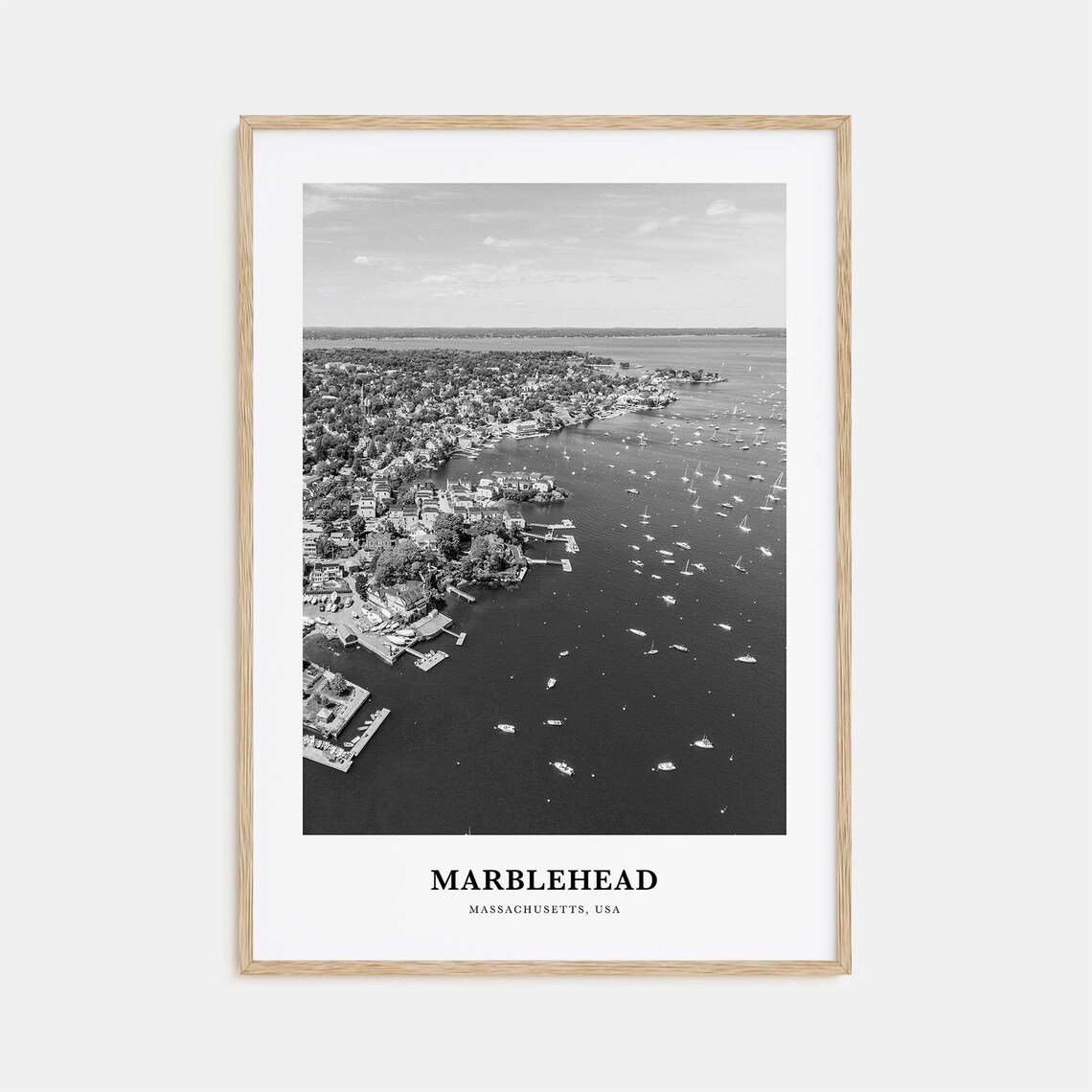 Marblehead Harbor Aerial Full of Sailboats Massachusetts Poster