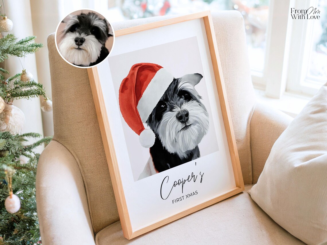 Custom Pet Portrait, Christmas Gift for Pet Lovers