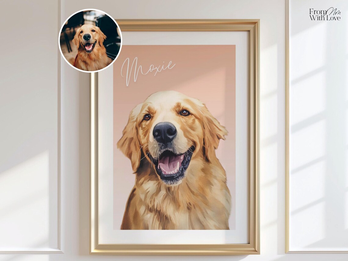 Personalized Dog Portrait Gift, Watercolor Art Print