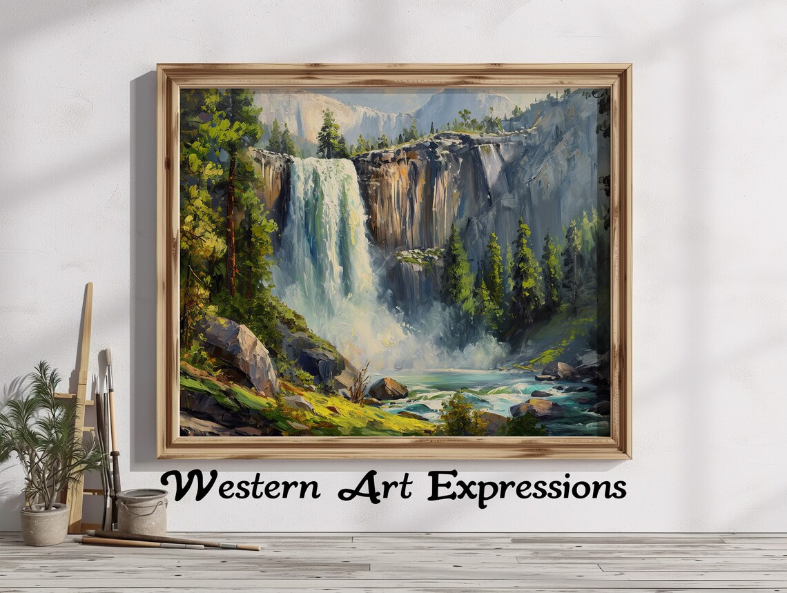 Vernal Fall Yosemite Waterfall National Park Painting Poster