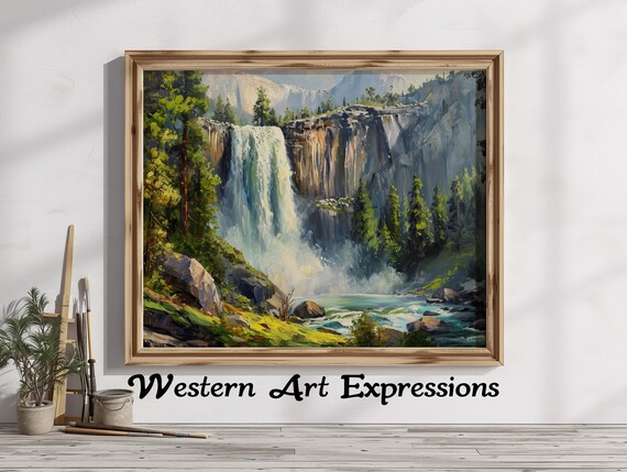 Vernal Fall Yosemite Waterfall National Park Painting Poster