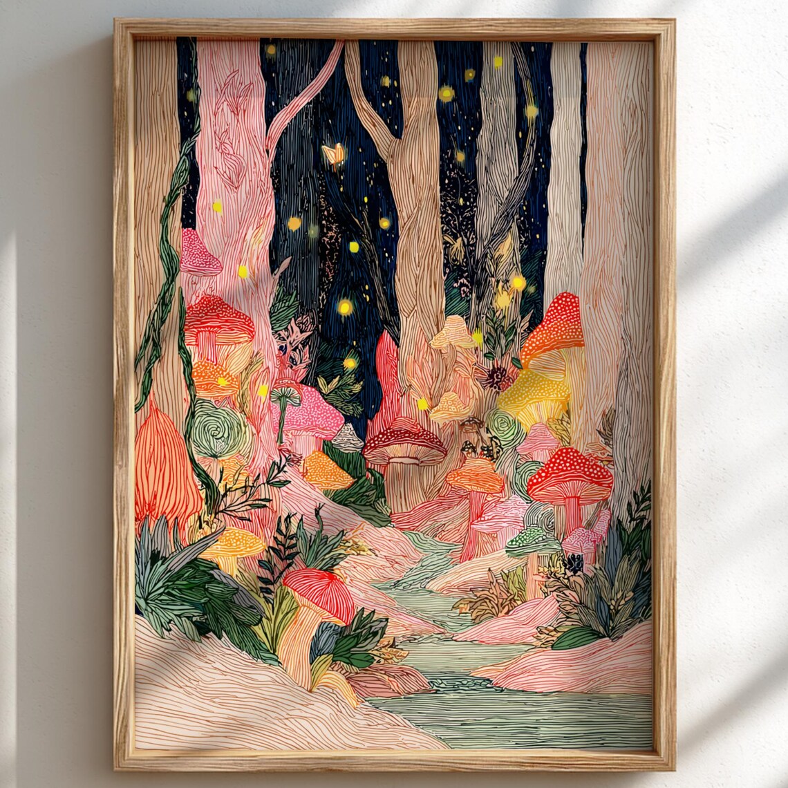 Luminescent Grove Pastel Forest Landscape Art Print