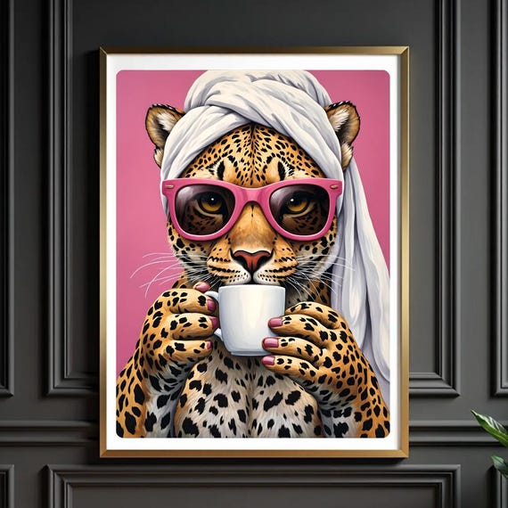 Leopard Coffee Art Print Glamorous Maximalist Decor