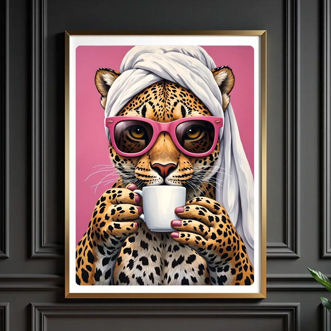 Leopard Coffee Art Print Glamorous Maximalist Decor