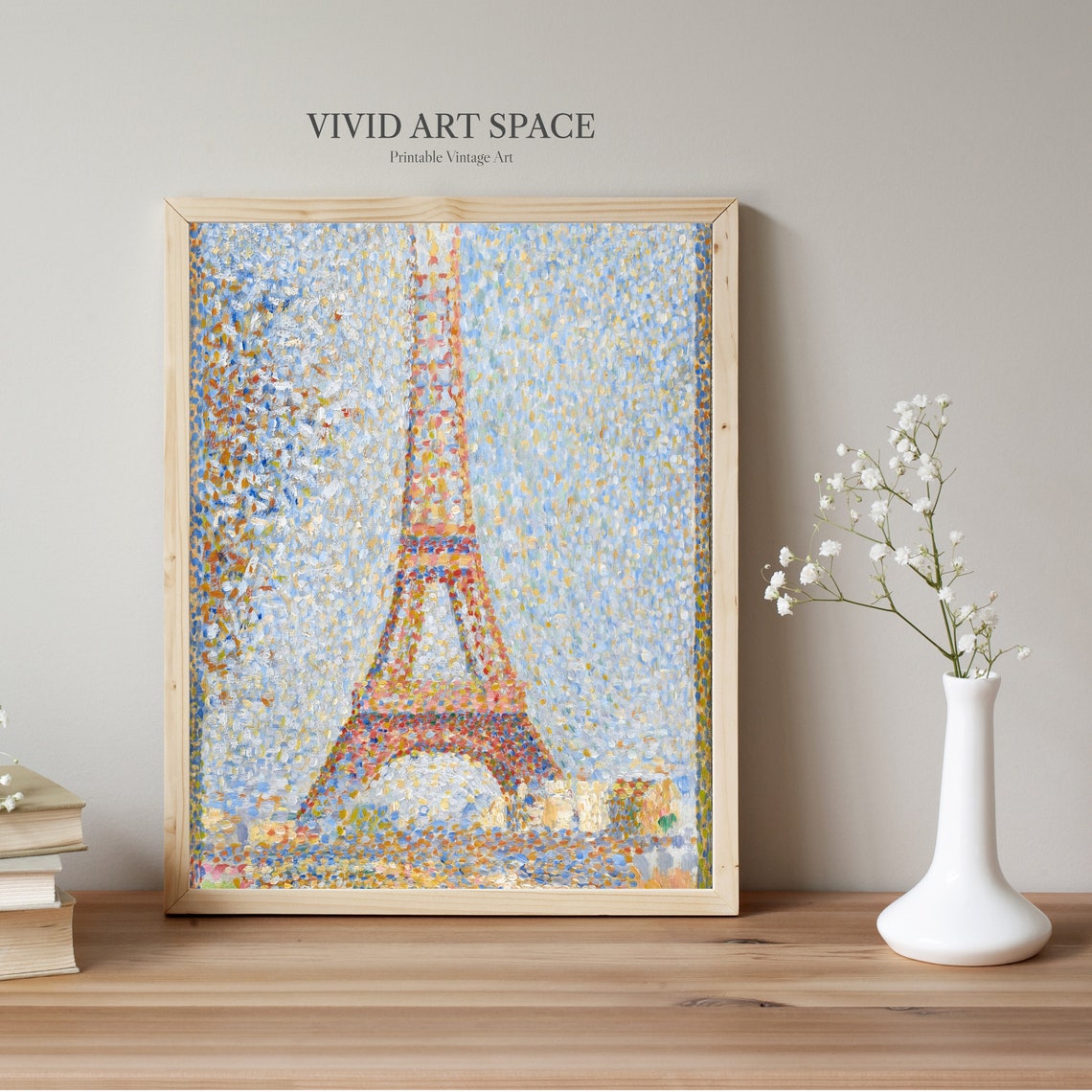 Georges Seurat Pointillist Eiffel Tower Paris Blue Sky Art Poster - Image 2
