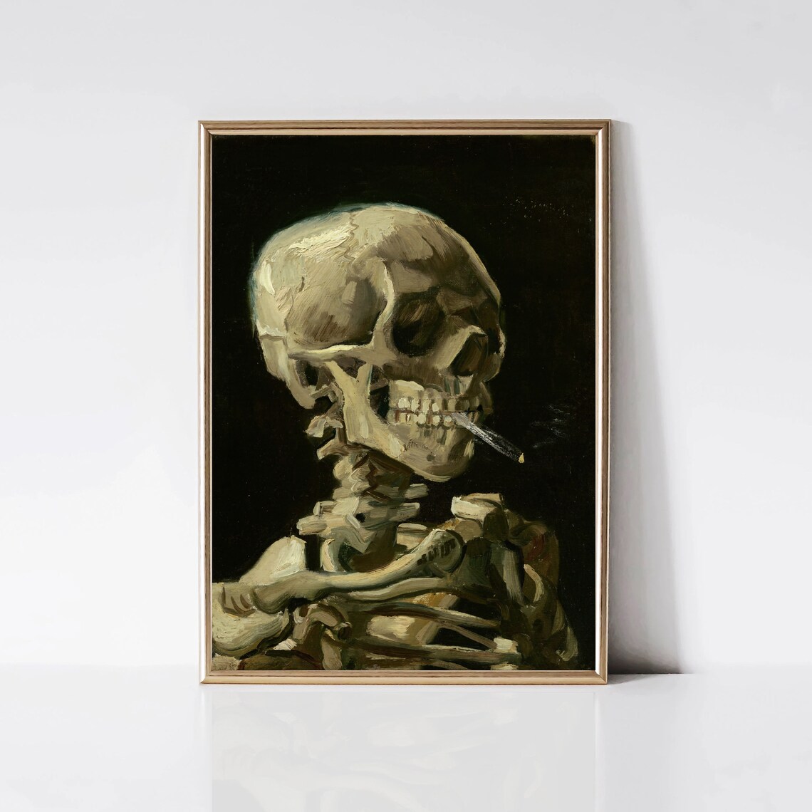 Skull of Skeleton Smoking Cigarette, Dark Academia
