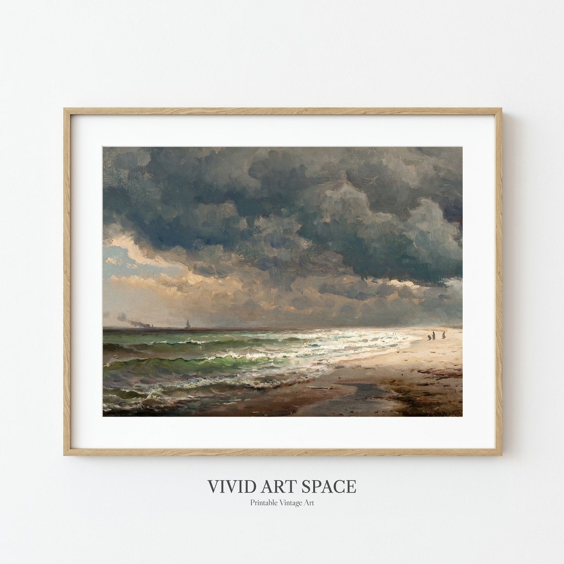 Moody Long Island Beach Under Dark Storm Clouds Seascape Poster - Image 3