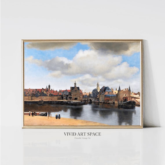 View Of Delft By Johannes Vermeer Dutch Baroque Painting Vintage Cityscape Art Print Landscape Printable Wall Art
