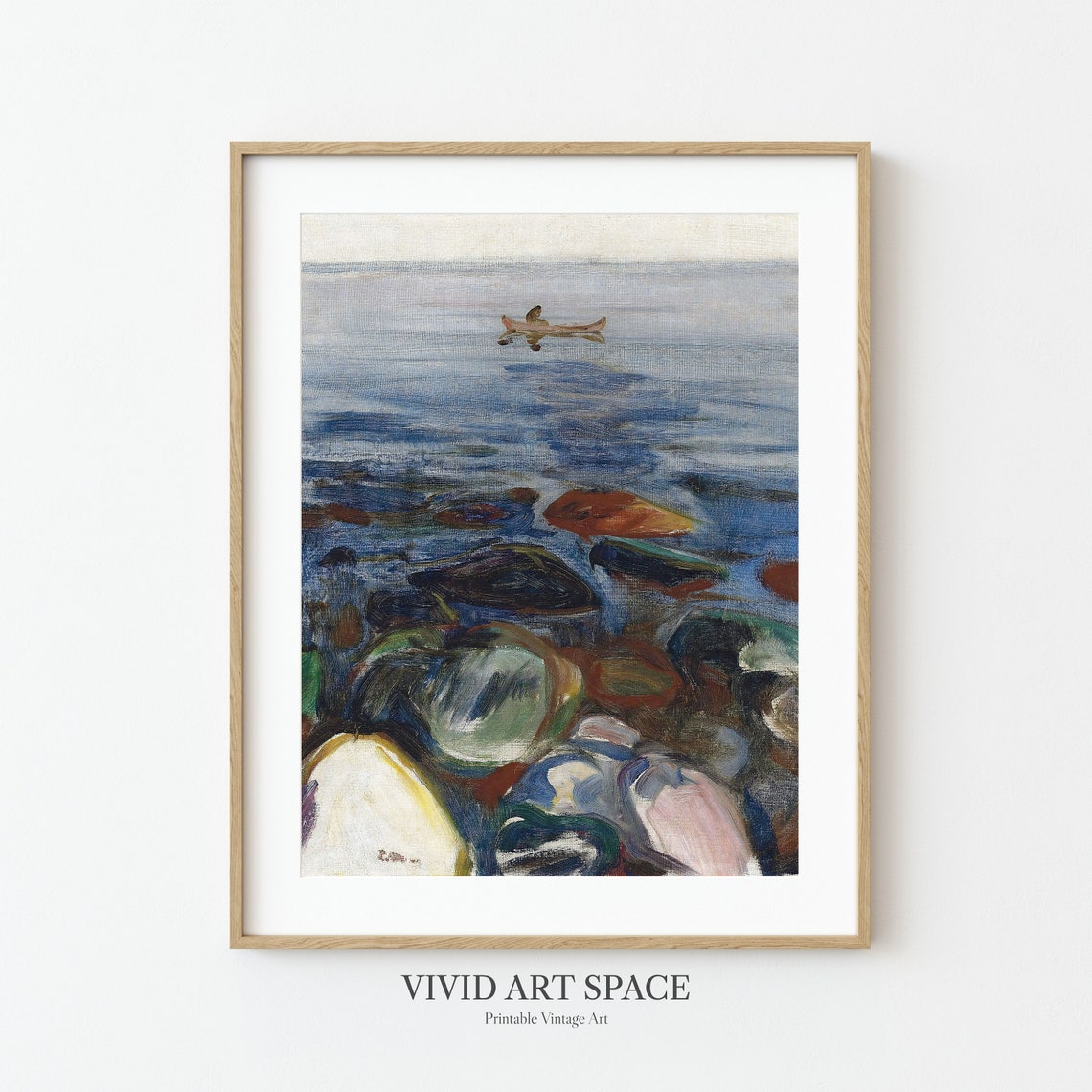 Edvard Munch Rowboat On The Blue Sea Expressionist Art Print - Image 2