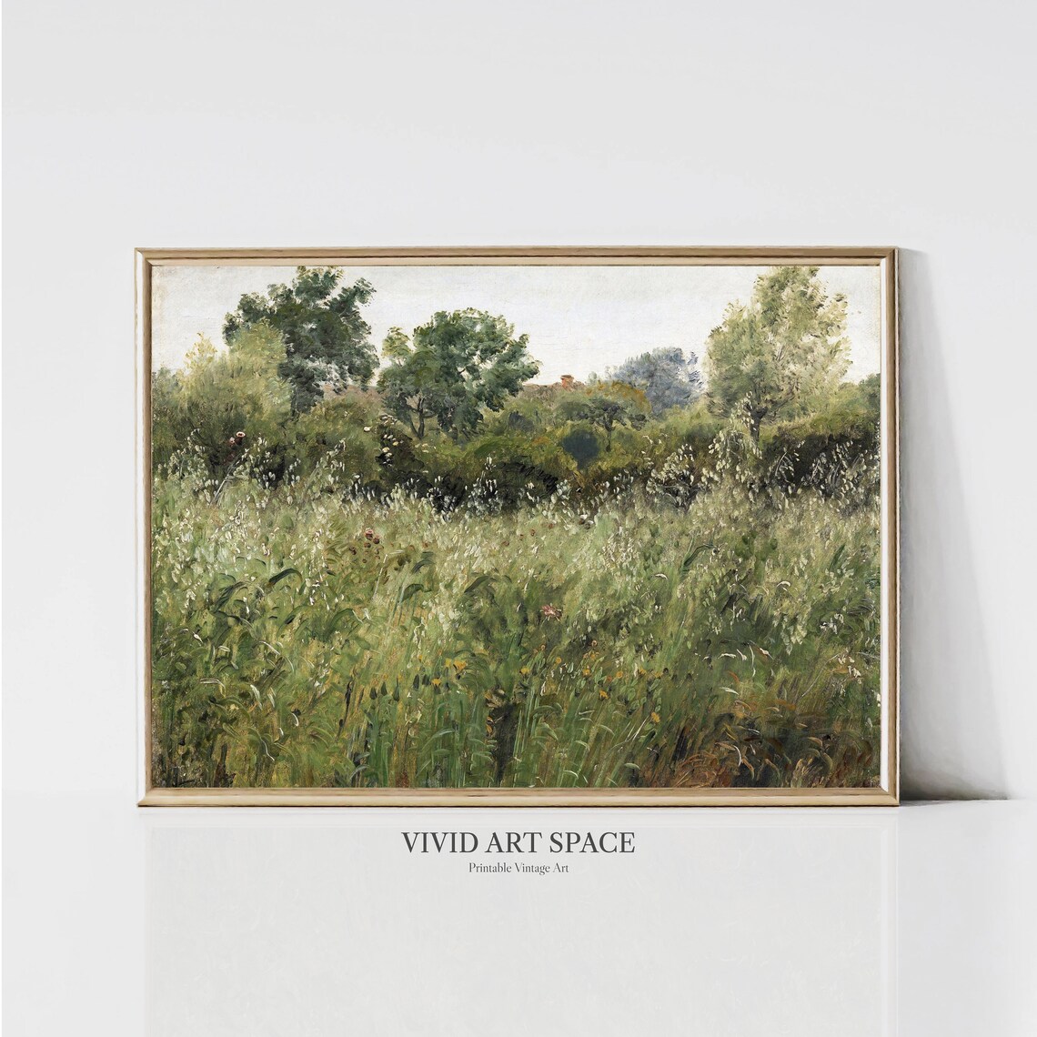 Oat Field Vintage Landscape Poster, Rustic Farmhouse