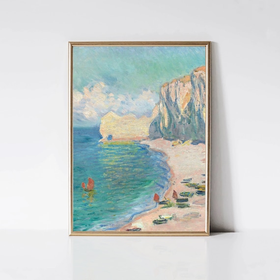 Monet Etretat Beach Impressionist Landscape Print