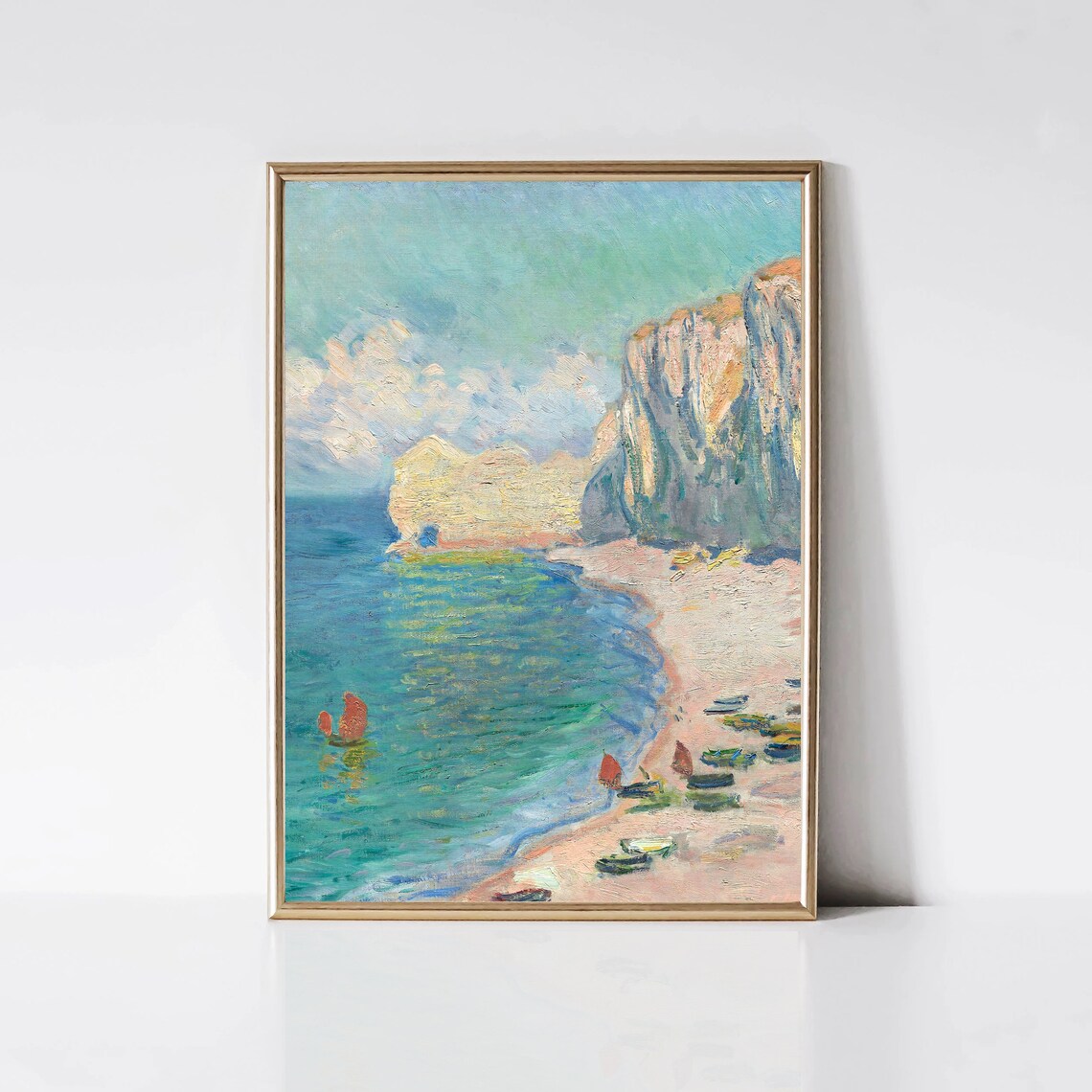Monet Etretat Beach Impressionist Landscape Print