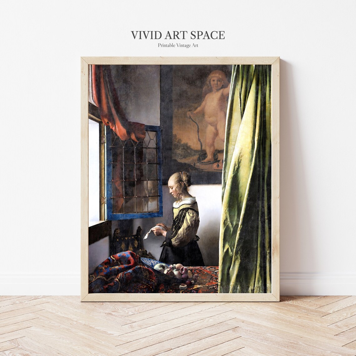 Girl Reading A Letter By Johannes Vermeer Art Print - Image 2