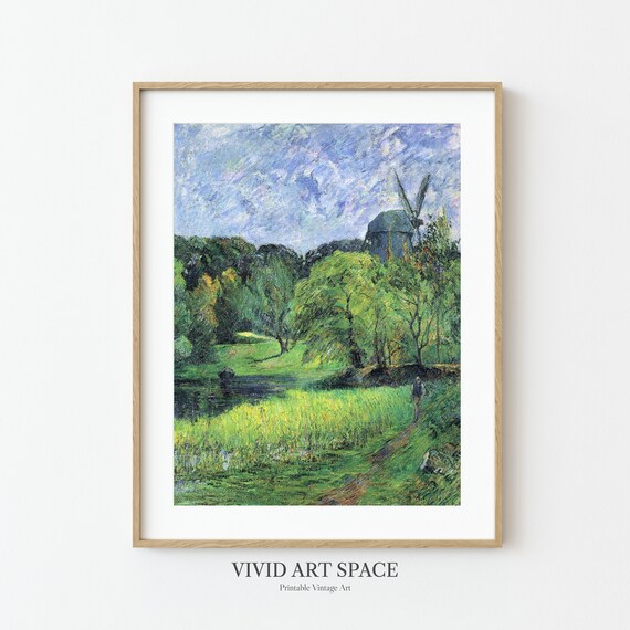 Paul Gauguin The Queens Mill Impressionist Landscape Painting Summer Rustic Country Print Printable Wall Art