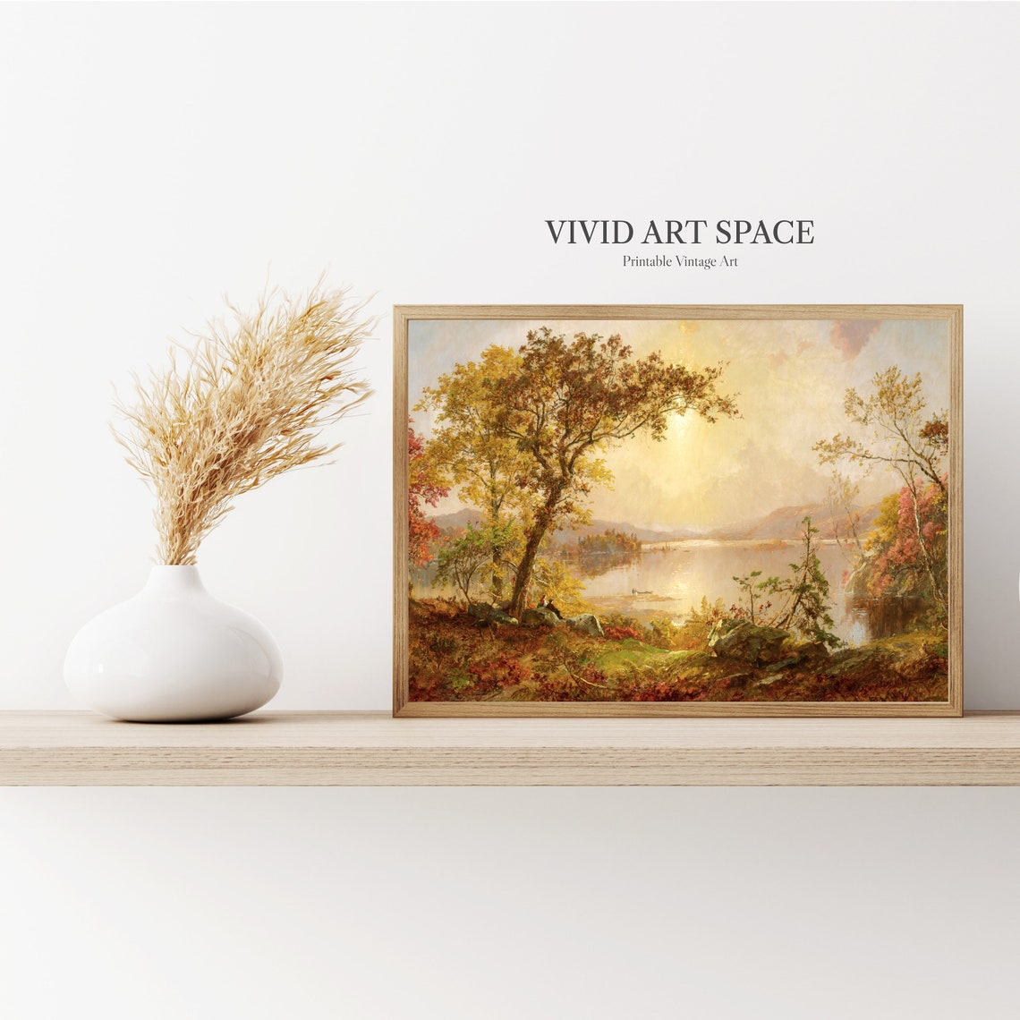 Golden Autumn River Valley Landscape Vintage Fall Nature Poster - Image 3