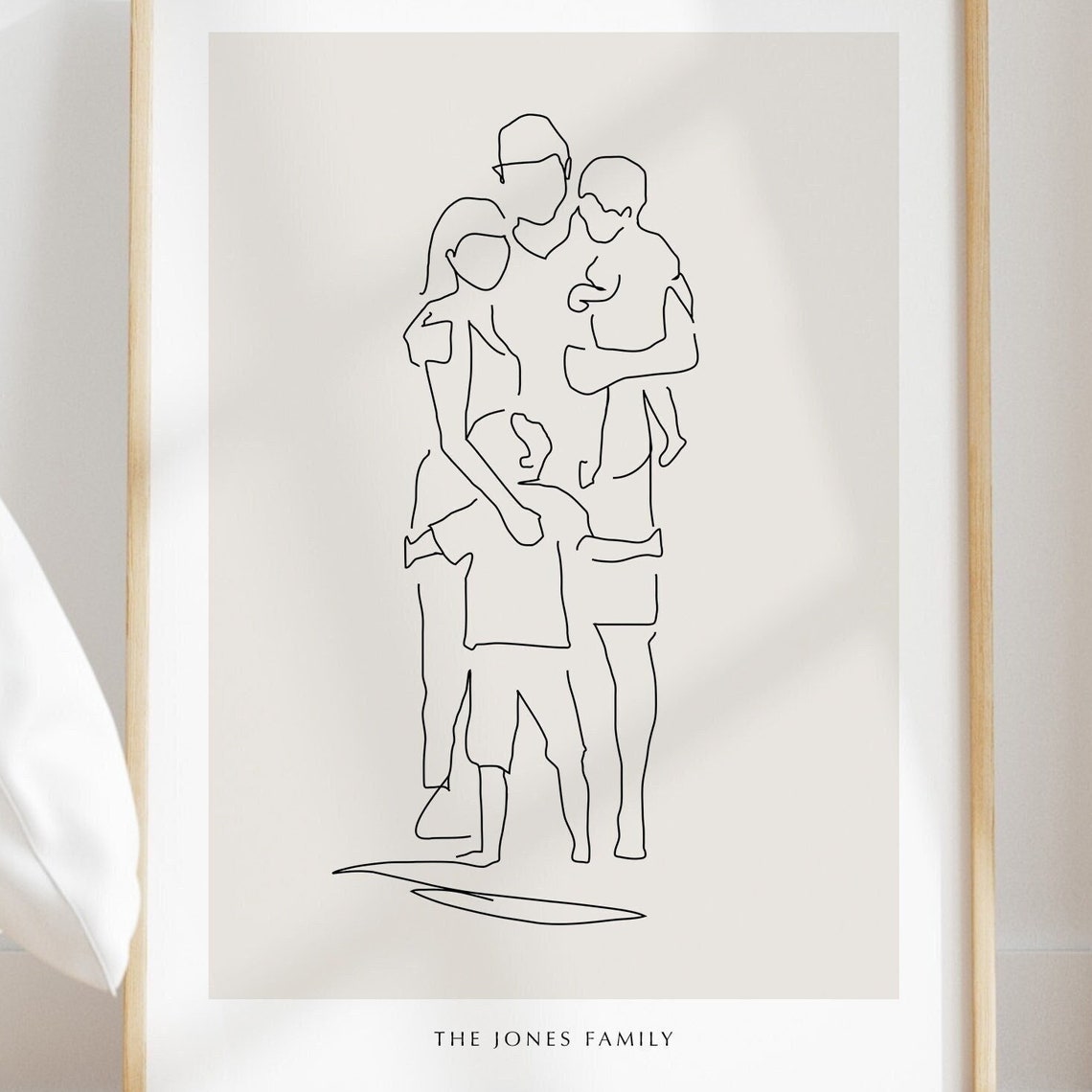 Personalised Family Group Hug Celebration Line Art Style Poster
