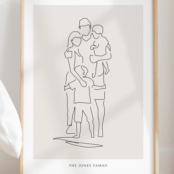 Personalised Family Print Personalised Illustration Family Line Art Family Drawing Personalised Family Gift Family Wall Art Drawing