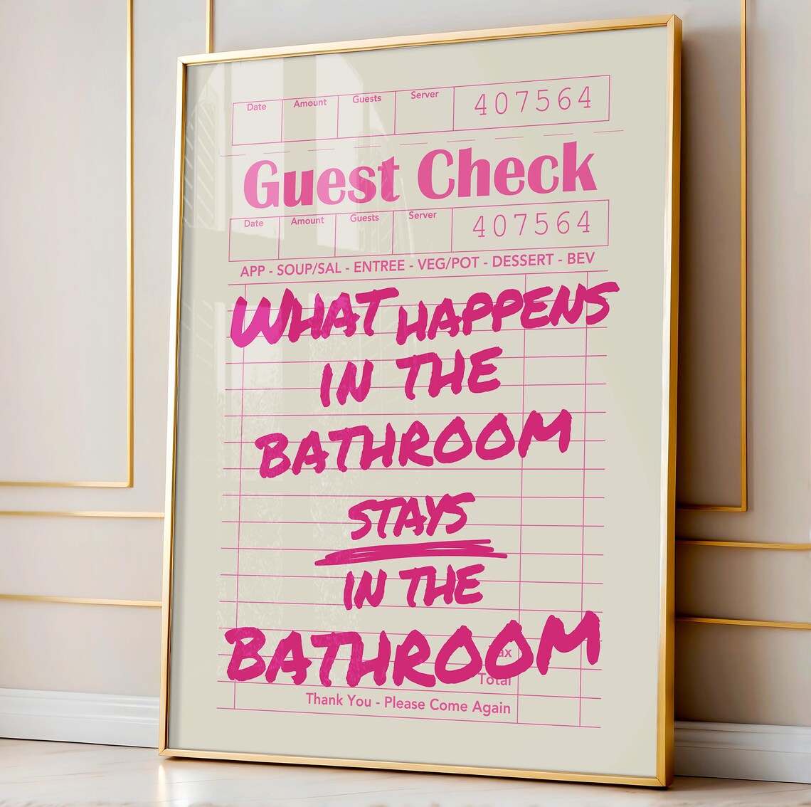Funny Bathroom Toilet Wall Print, Preppy Pink Decor - Image 5