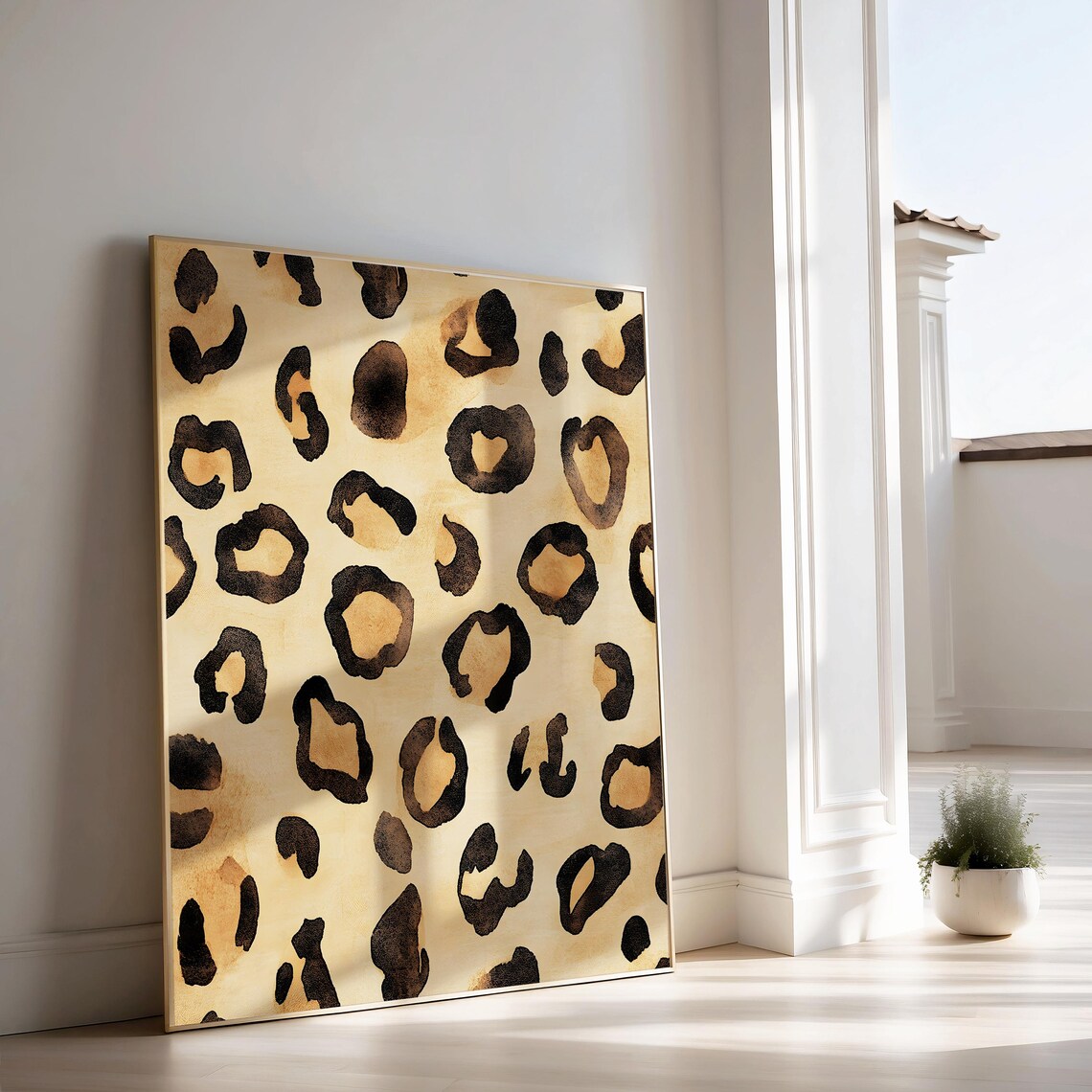 Leopard Pattern Watercolor Animal Spots Maximalist Funky Room Decor Poster - Image 2