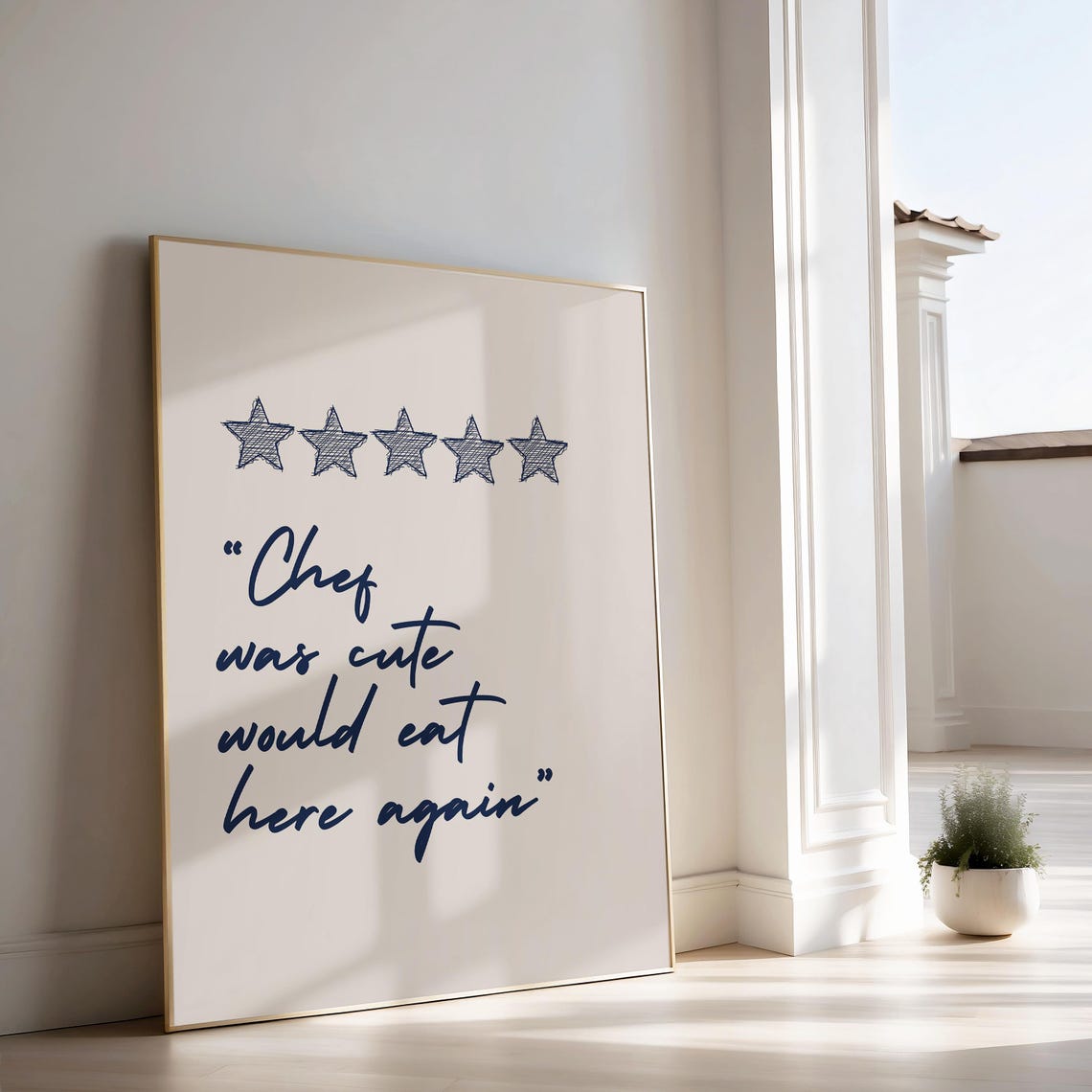 Chef Was Cute Five Star Review Kitchen Quote Script Funny Decor Poster - Image 3