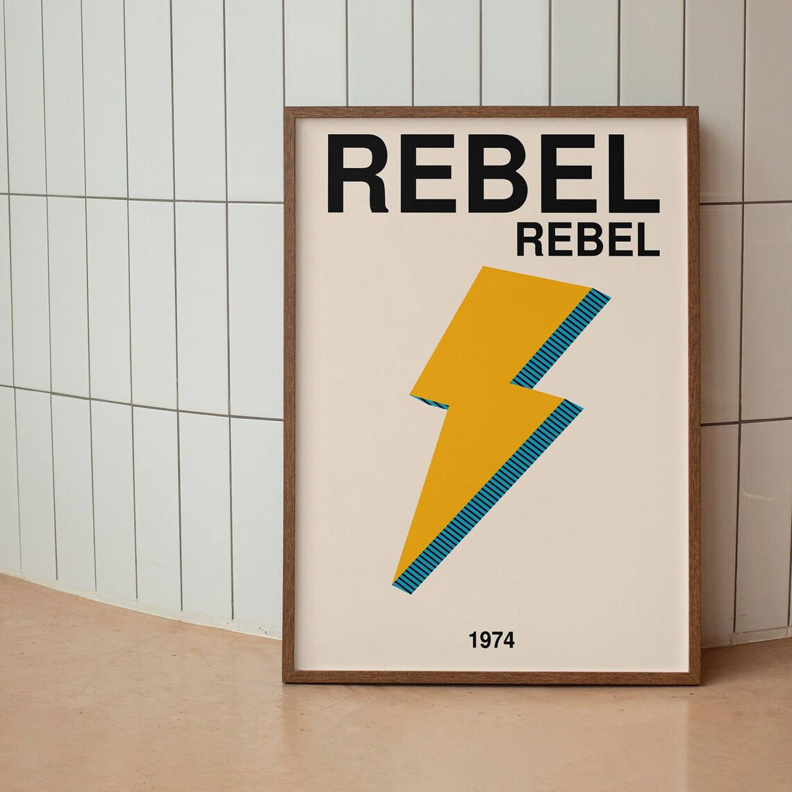 David Bowie Rebel Rebel 1974 Yellow Lightning Bolt Retro Music Poster - Image 3