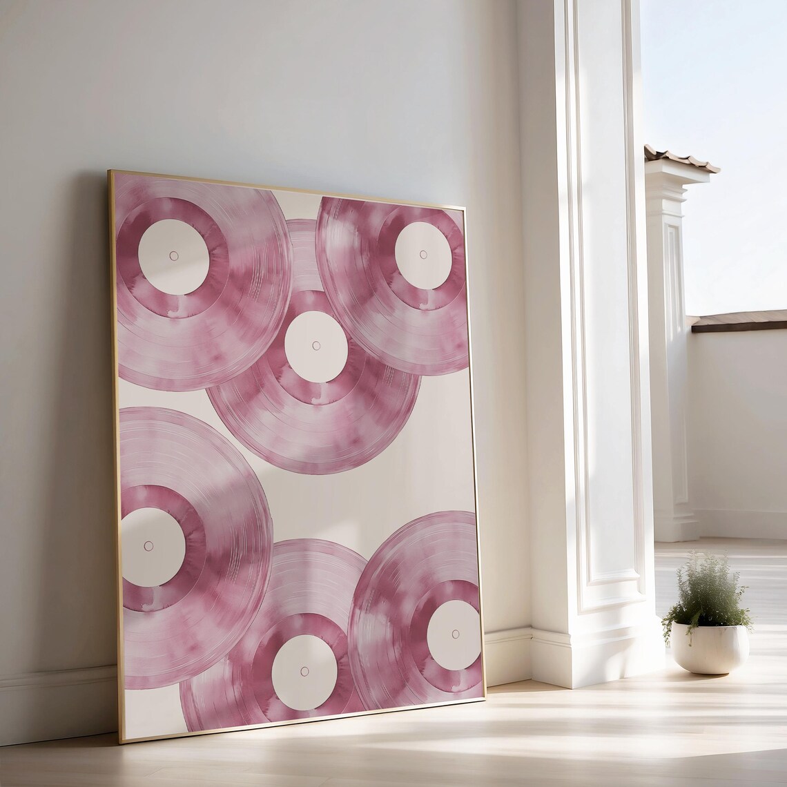Pink Vinyl Record - Retro Music Poster, Maximalist