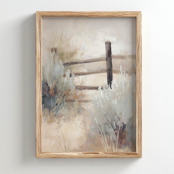 Rustic Wooden Fence, Vintage Farmhouse Poster Print