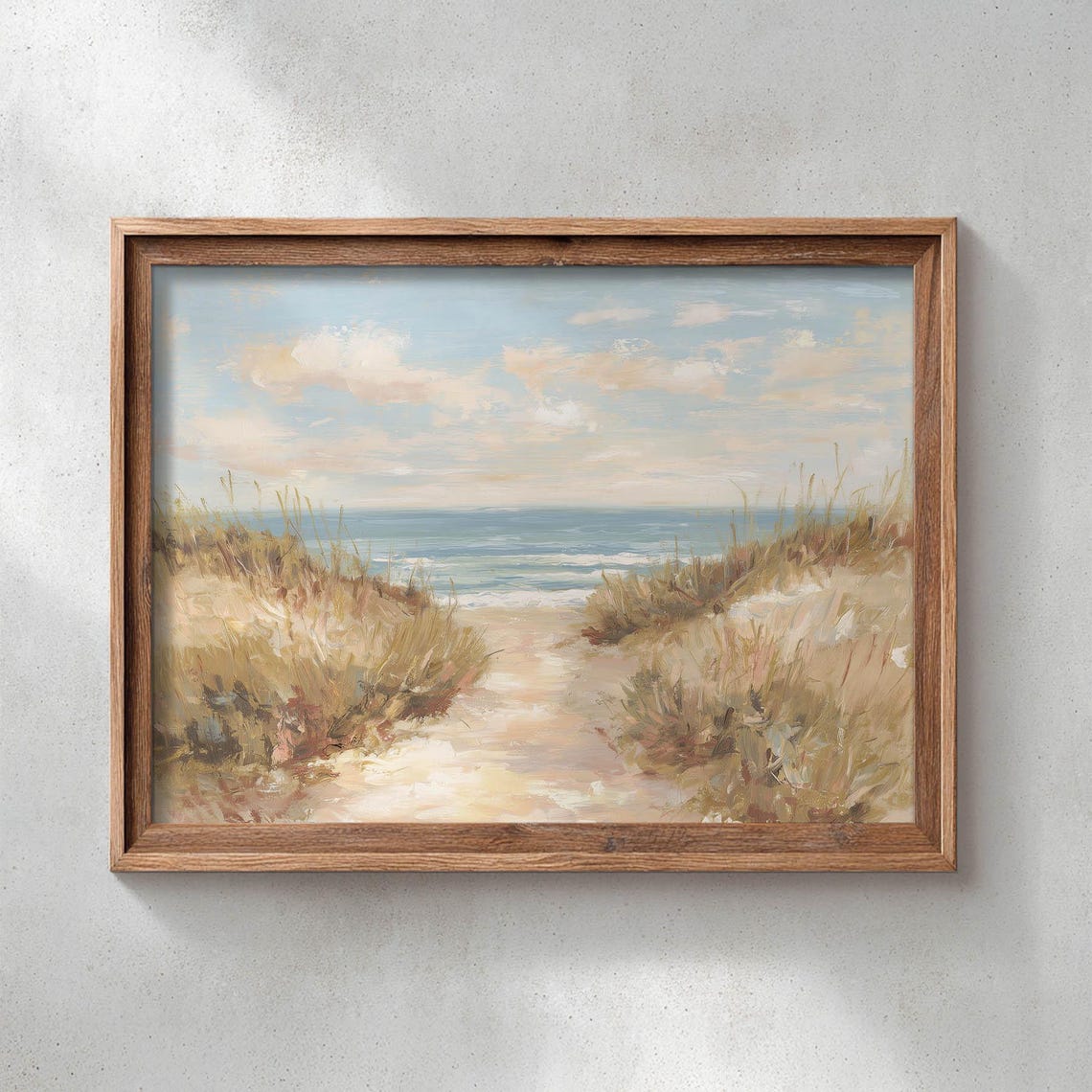 Sandy Dune Path Through Beach Grass To Ocean Vintage Seascape Wall Art