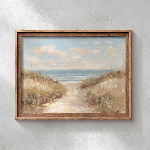 Sandy Dune Path Through Beach Grass To Ocean Vintage Seascape Wall Art