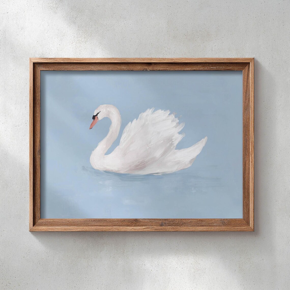 White Swan On Blue Water Art Print, Nursery Decor