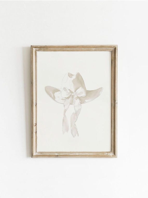 Vintage Cowgirl Hat Art Print, Coquette Nursery Decor