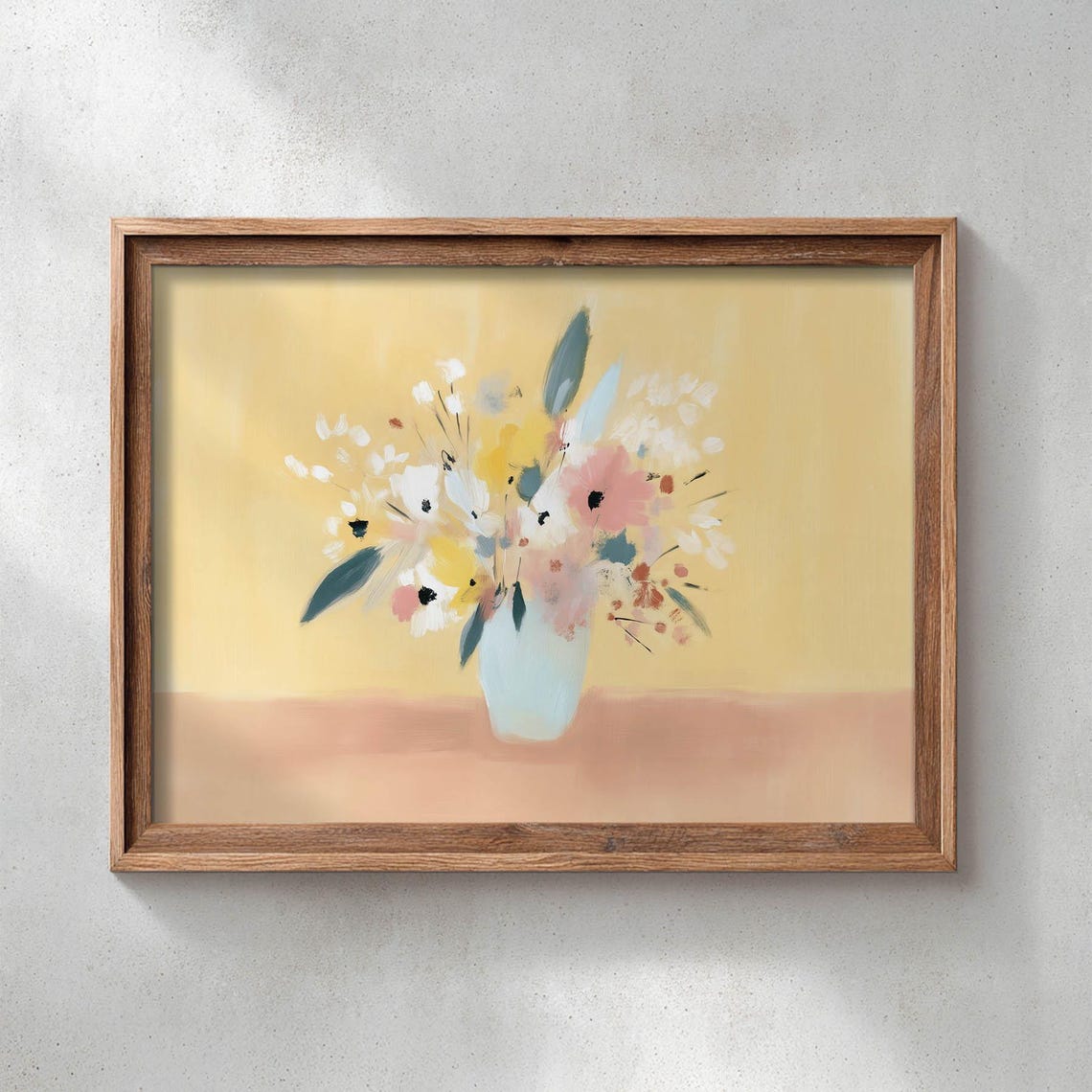 Pastel Wildflower Bouquet Yellow Modern Minimalist Floral Poster