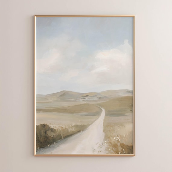 Winding Dirt Road Through Countryside, Vintage Art Print