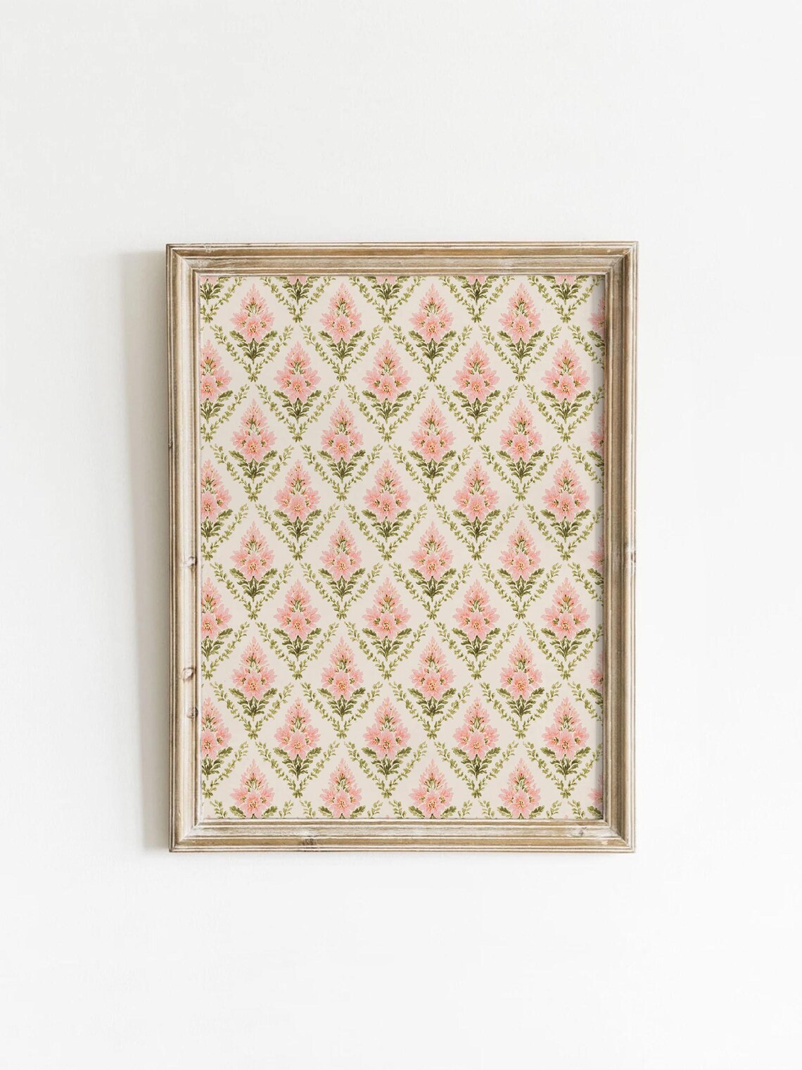 Soft Pink Floral Pattern Vintage Damask Art Print