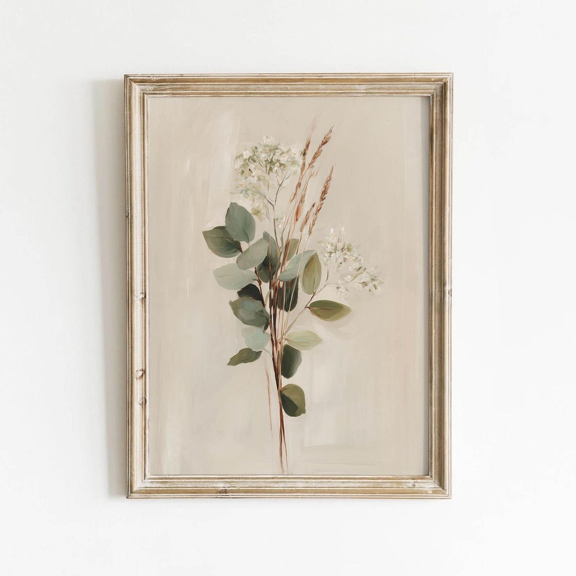 Minimal Neutral Eucalyptus Bouquet Botanical Calming Decor Poster