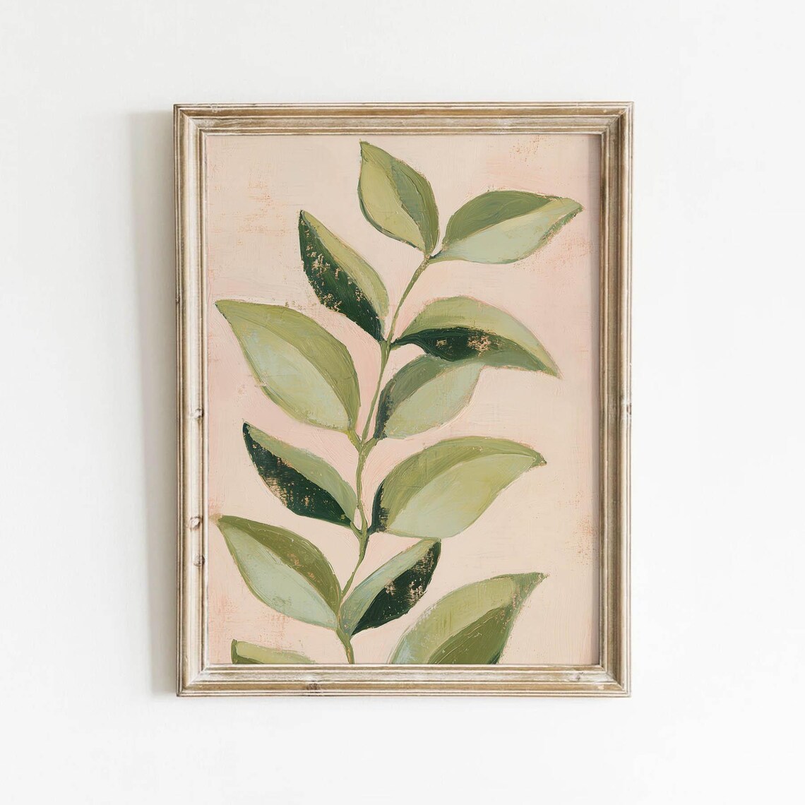 Fresh Green Leafy Branch Art Print, Botanical Decor