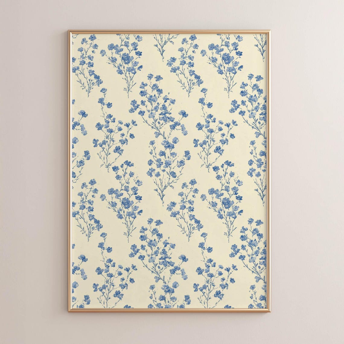 Delicate Blue Wildflower Botanical Pattern Vintage Floral Art Print
