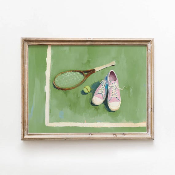 Retro Tennis Racket And Sneakers Poster Print