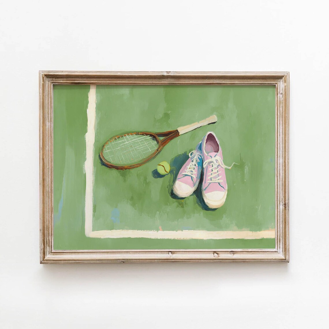 Retro Tennis Racket And Sneakers Poster Print