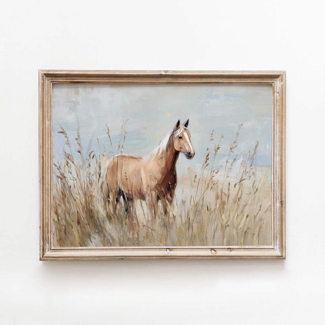 Vintage Palomino Horse Golden Grassland Prairie Equestrian Art Poster