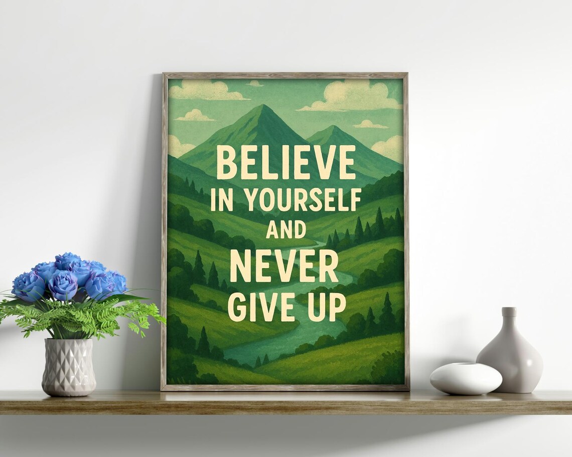 Believe In Yourself Inspirational Mountain Landscape - Image 2