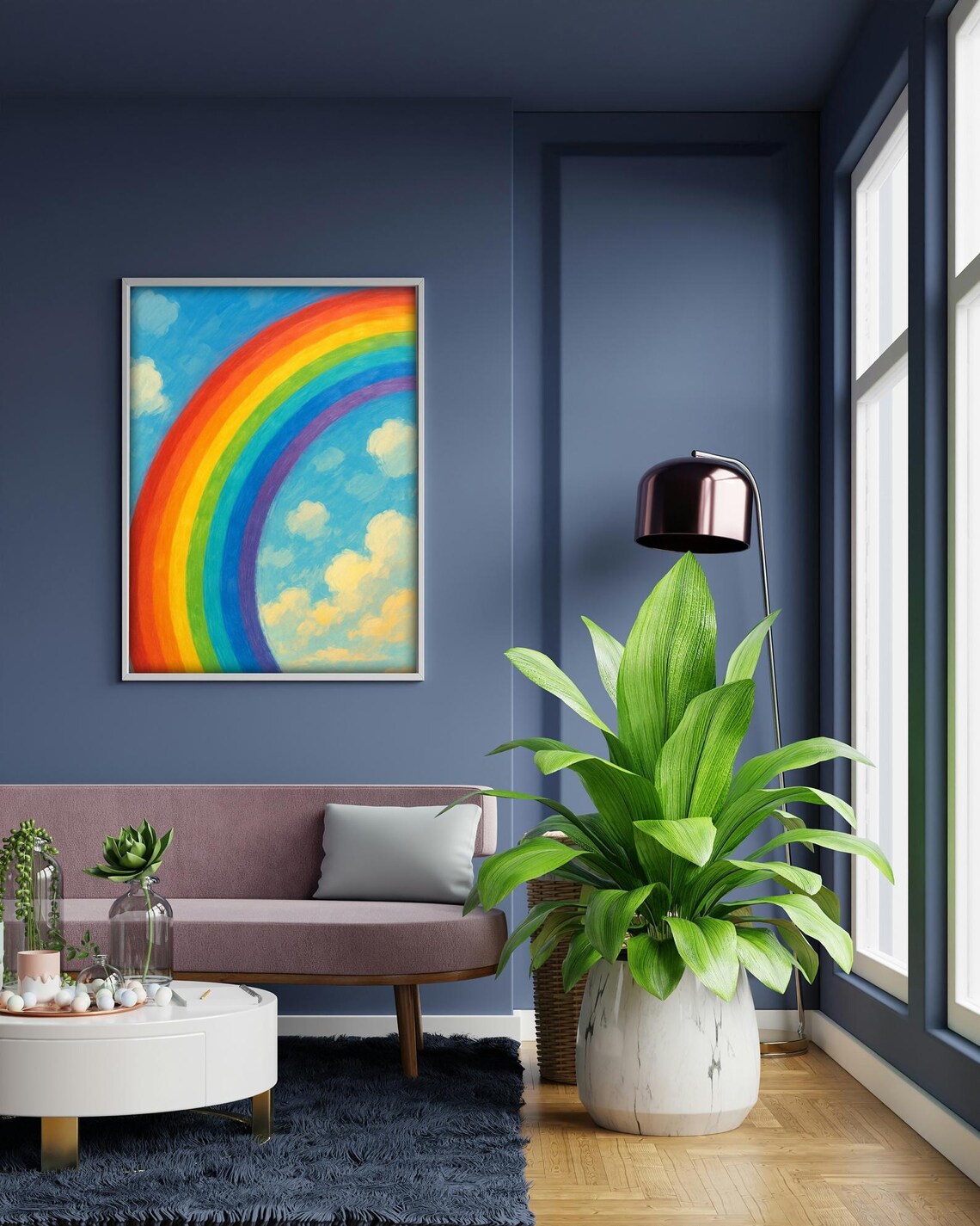 Rainbow Sky Whimsical Cloud and Color Art Print - Image 2