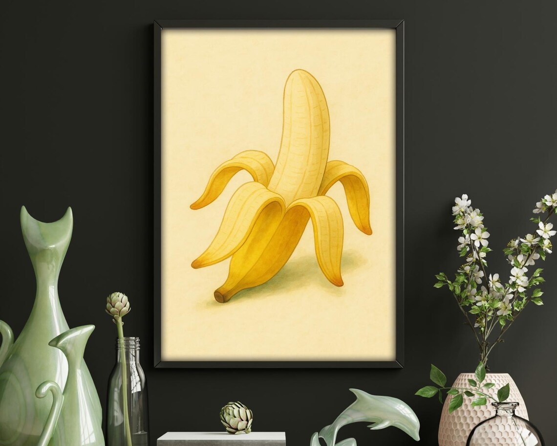 Peeled Banana - Vintage Botanical Kitchen Print