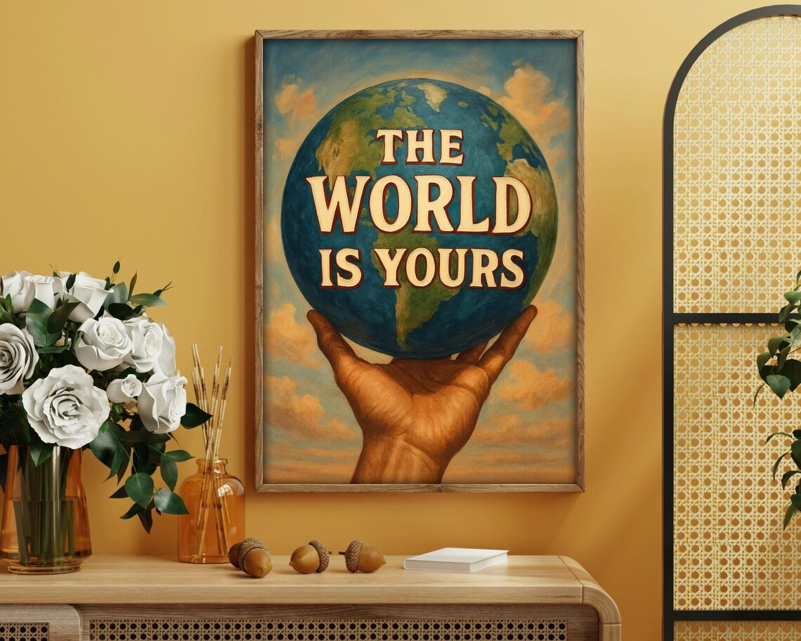 The World Is Yours - Motivational Globe Print - Image 2