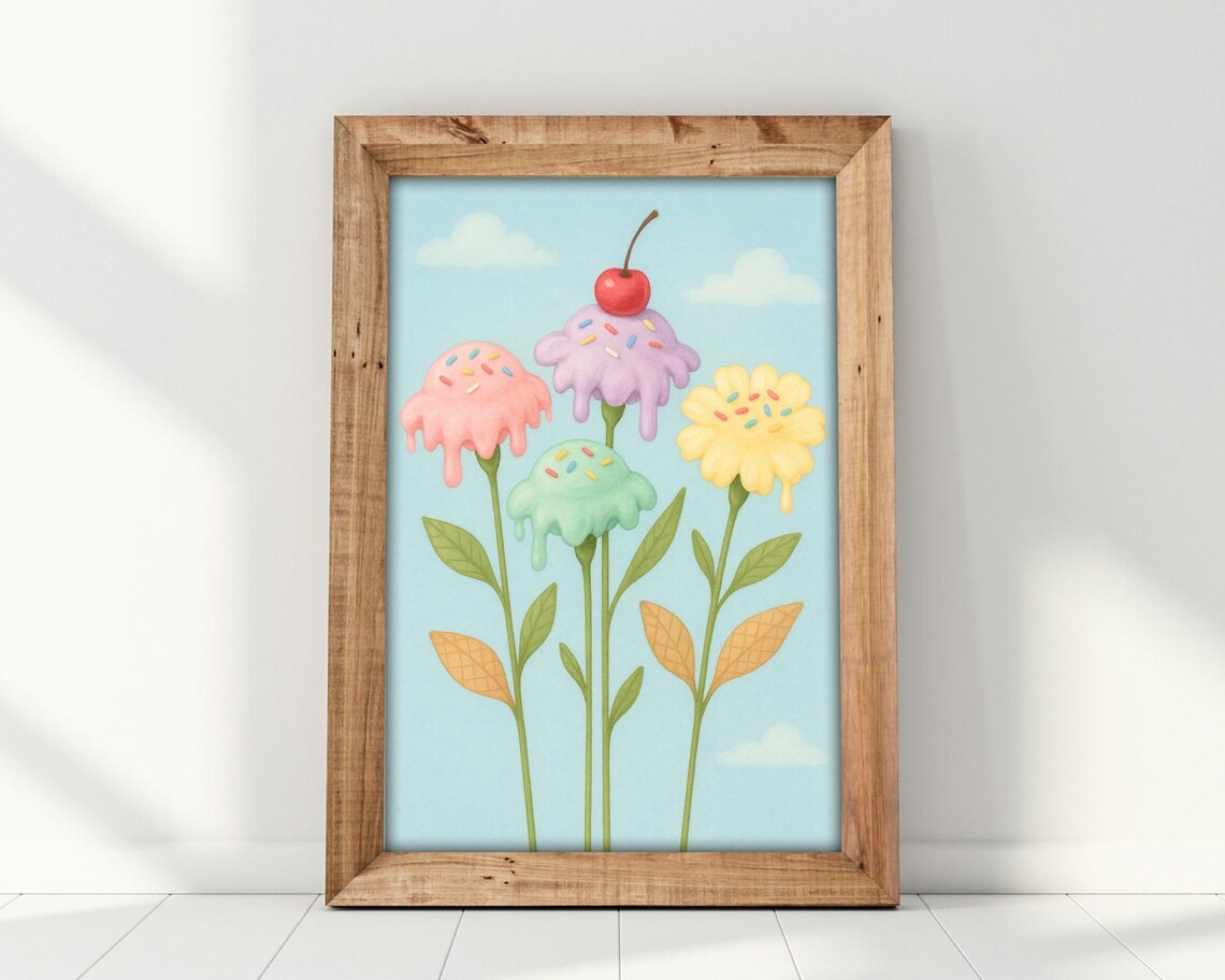 Ice Cream Flower Garden - Whimsical Dessert Art - Image 3