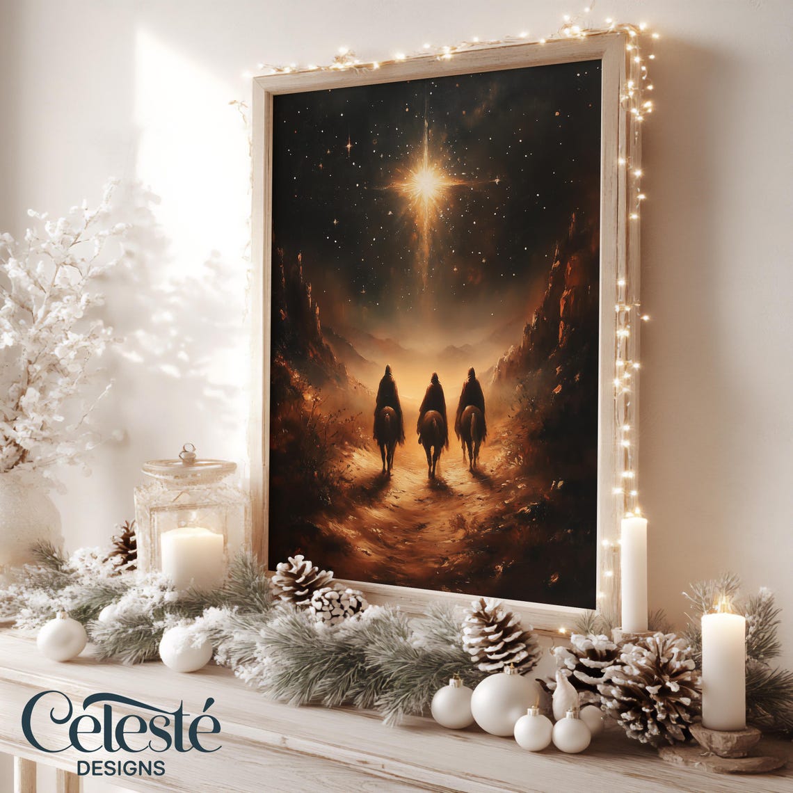 Three Wise Men Nativity Wall Art Following the Star of Bethlehem