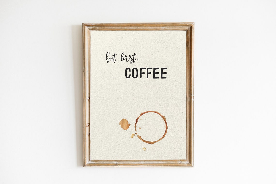 But First Coffee Minimalist Typography Quote Kitchen Wall Decor Poster