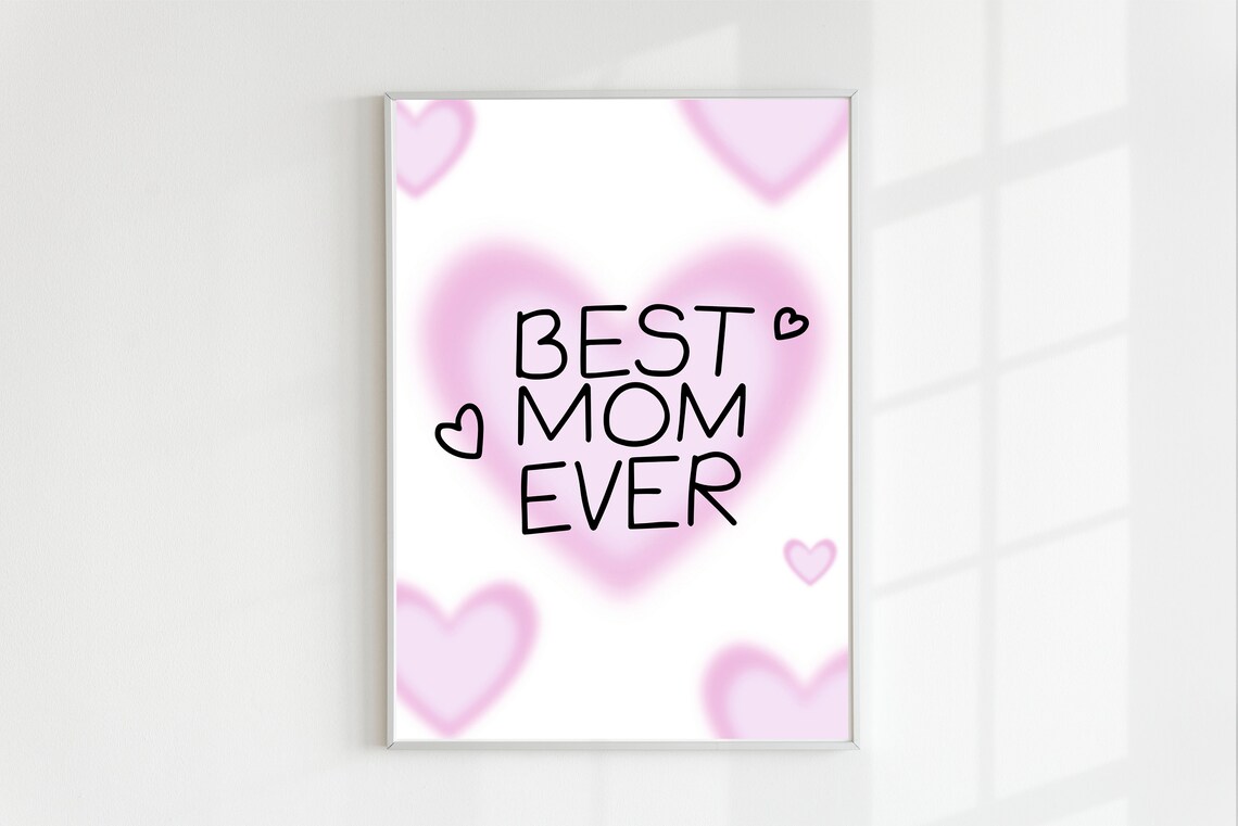 Best Mom Ever Sweet Pink Hearts Mother Day Gift Decor Poster - Image 2